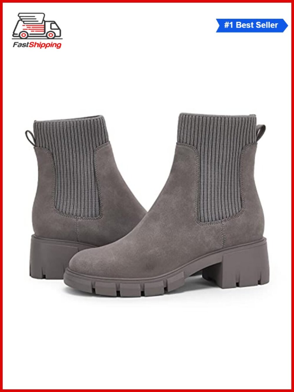 ✨ Platform Ankle Boots Chunky Block Heel Chelsea Booties Lug Sole Non-Slip